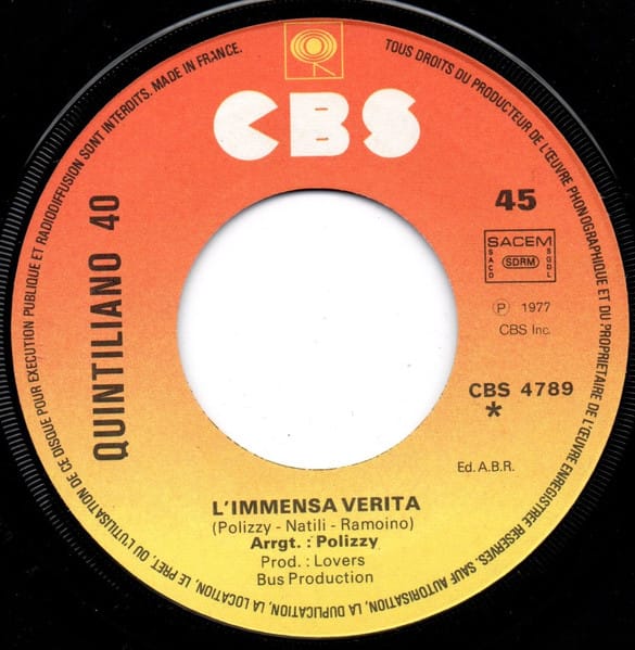 Quintiliano 40 – L'Immensa Verità / Finalmente Tu (1977) – Foto 2