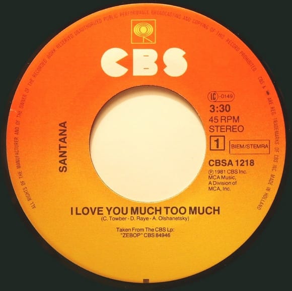 Santana – I Love You Much Too Much (1981) – Foto 2