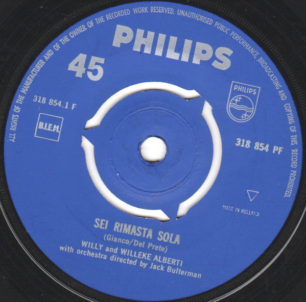 Willy & Willeke Alberti – Sei Rimasta Sola (1963) – Hoes