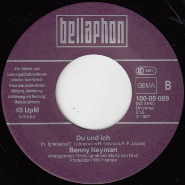 Benny Neyman – Ich Bin Mit Meinen Sorgen Nach Rhodos Geflogen (1987) – Hoes