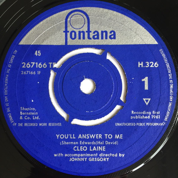 Cleo Laine – You'll Answer To Me (1961) – Hoes