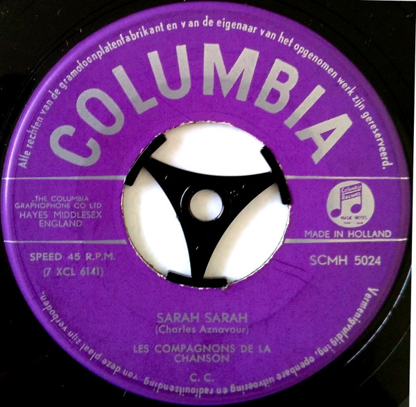 Les Compagnons De La Chanson – Sarah Sarah / Si Tu Vas A Rio (1959) – Hoes