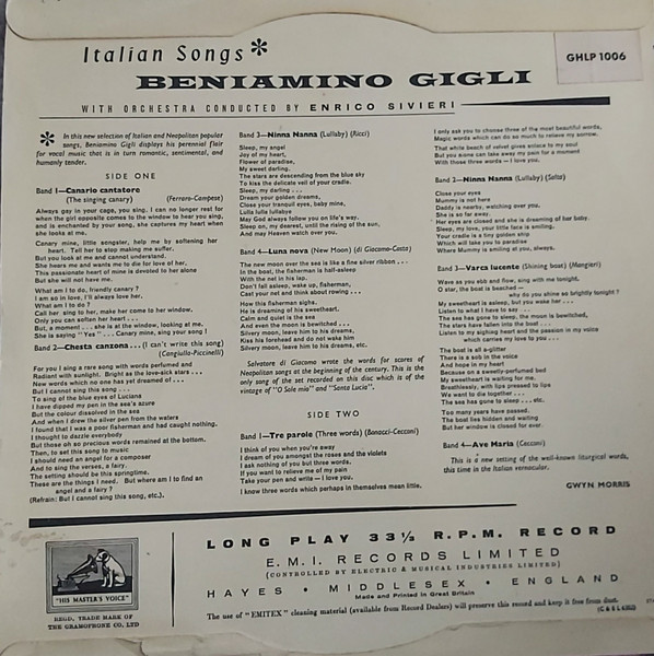 Beniamino Gigli – Italian Songs – Hoes