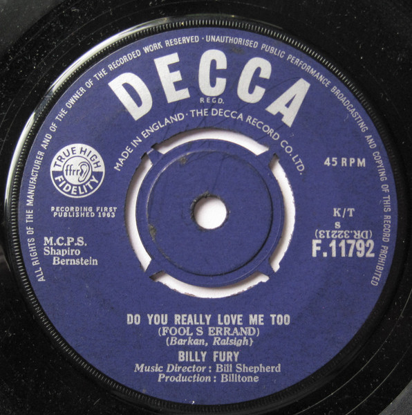 Billy Fury – Do You Really Love Me Too (Fool’s Errand) (1963) – Hoes