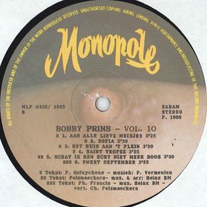 Bobby Prins – Bobby Prins Vol. 10 (1988) – Hoes