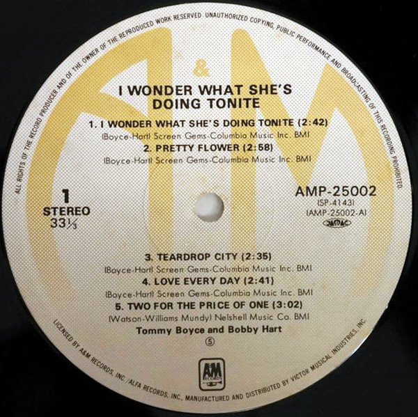 Boyce & Hart – I Wonder What She's Doing Tonite? (1981) – Foto 1