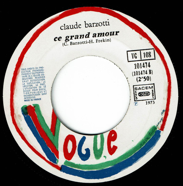 Claude Barzotti – Madame / Ce Grand Amour (1981) – Hoes