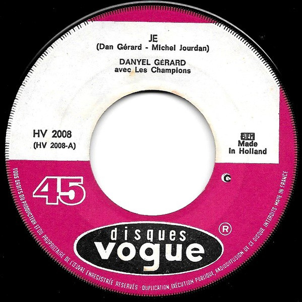 Danyel Gérard – Je / Sortez Sans Moi (1964) – Hoes