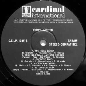 Eddy Smets – Mijn Hele Leven (1971) – Hoes