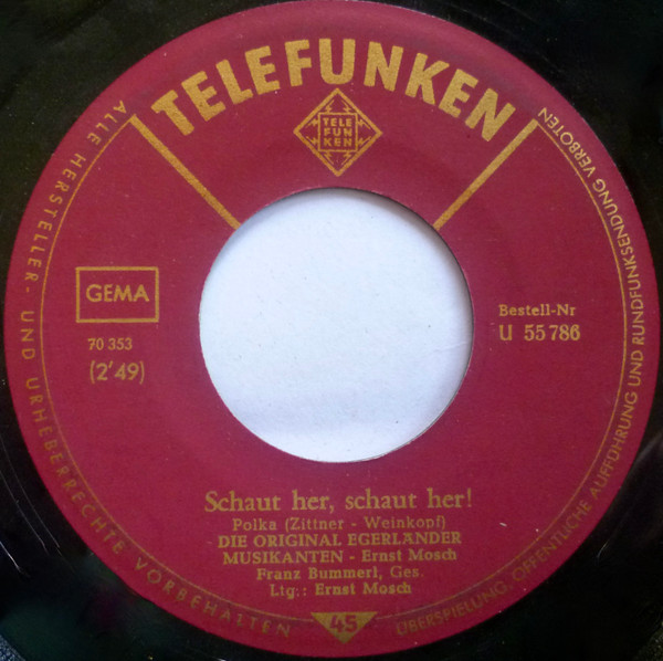 Ernst Mosch Und Seine Original Egerländer Musikanten – So Viel Schwung / Schaut Her, Schaut Her (1962) – Hoes