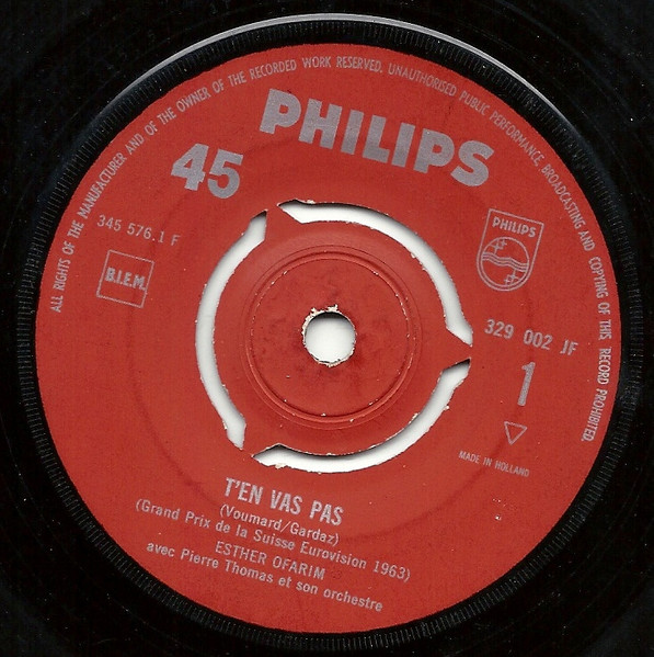 Esther Ofarim – T'en Vas Pas (1963) – Hoes