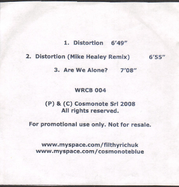 Filthy Rich (6) – Distortion E.P. (2008) – Hoes