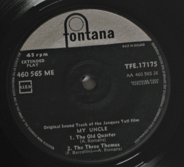 Franck Barcellini –  Original Sound Track Of The Jacques Tati Film “My Uncle”  (1958) – Hoes