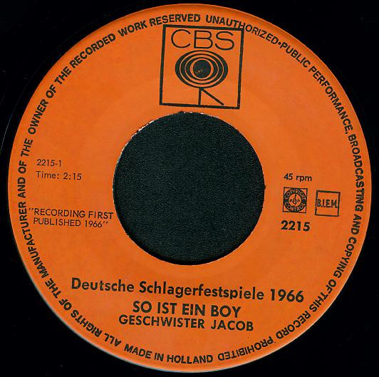 Geschwister Jacob – So Ist Ein Boy / Stop, Stop Stop My Darling (1966) – Hoes