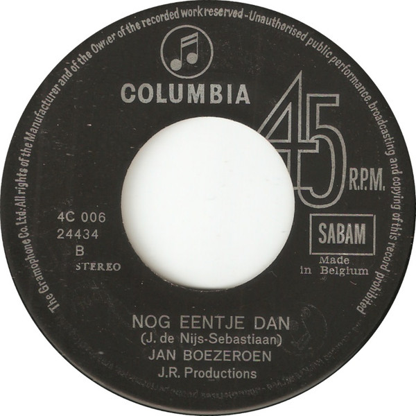 Jan Boezeroen – Ze Zeggen... / Nog Eentje Dan (1971) – Hoes