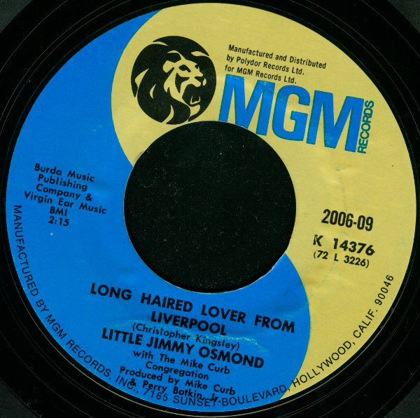 Jimmy Osmond – Mother Of Mine / Long Haired Lover From Liverpool (1972) – Hoes