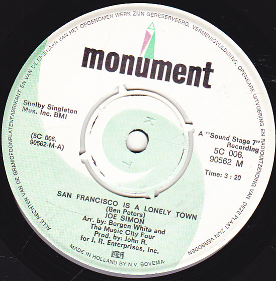 Joe Simon – San Francisco Is A Lonely Town  – Hoes