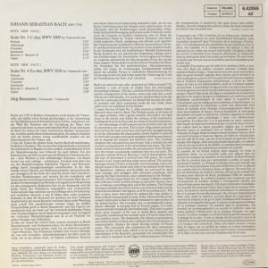 Johann Sebastian Bach – Suiten Für Violoncello Nr. 3 & 4 (1983) – Hoes