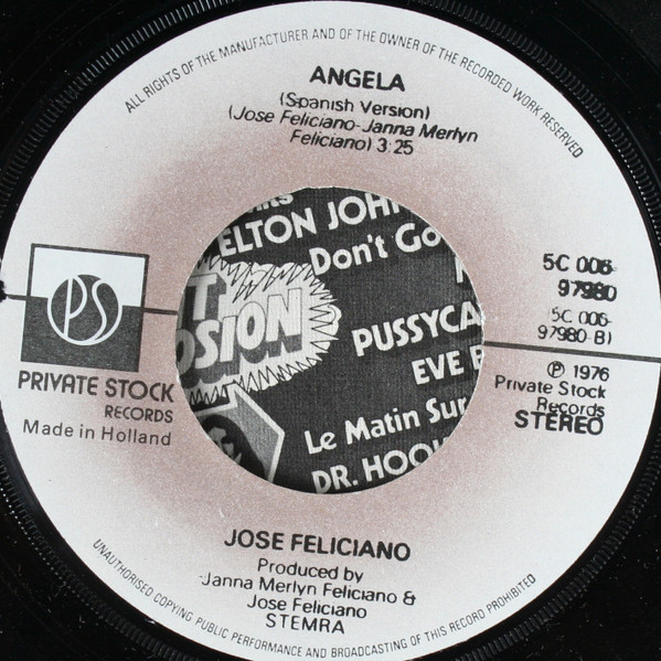José Feliciano – Angela (1976) – Hoes