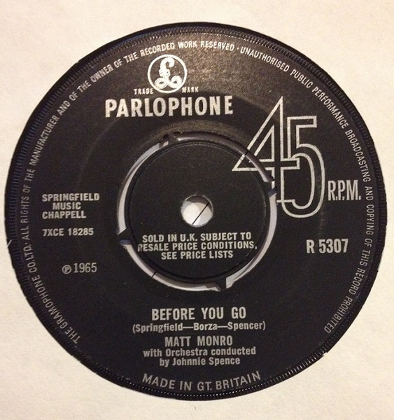 Matt Monro – Before You Go (1965) – Hoes