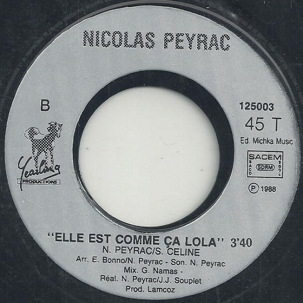 Nicolas Peyrac – Tu M'oublieras (1988) – Hoes