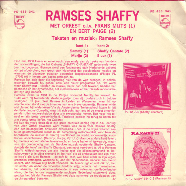 Ramses Shaffy – Sammy / Marije / Shaffy Cantate / 5 Uur (1966) – Hoes