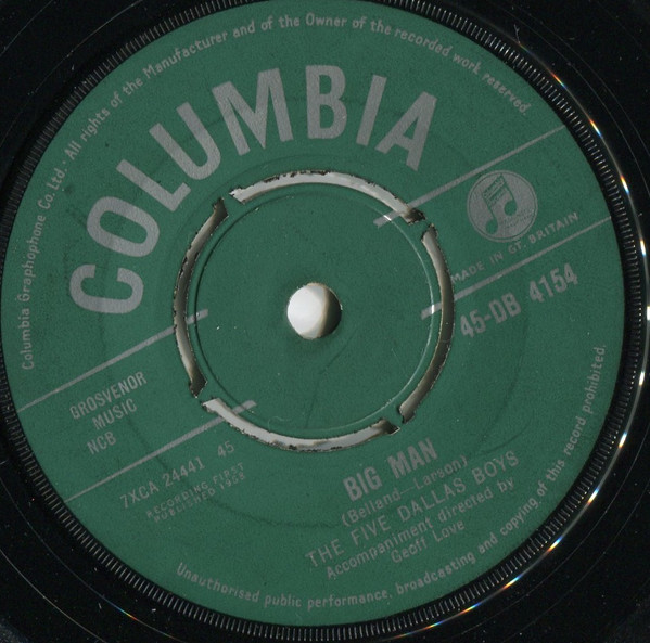 The Five Dallas Boys – Big Man / Lonesome Traveller (1958) – Hoes