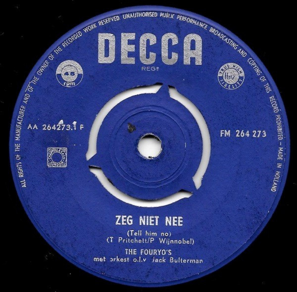 The Fouryo's – Zeg Niet Nee (1959) – Hoes