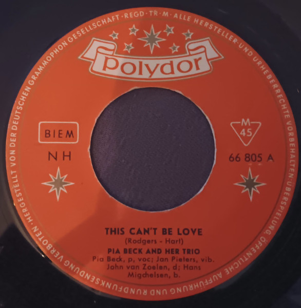 The Pia Beck Trio – This Can't Be Love / Someone To Watch Over Me  (1959) – Hoes
