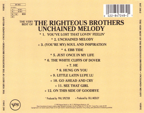 The Righteous Brothers – The Very Best Of The Righteous Brothers - Unchained Melody – Hoes
