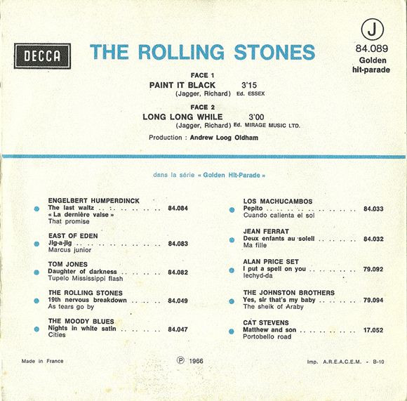 The Rolling Stones – Paint It, Black / Long Long While (1972) – Hoes